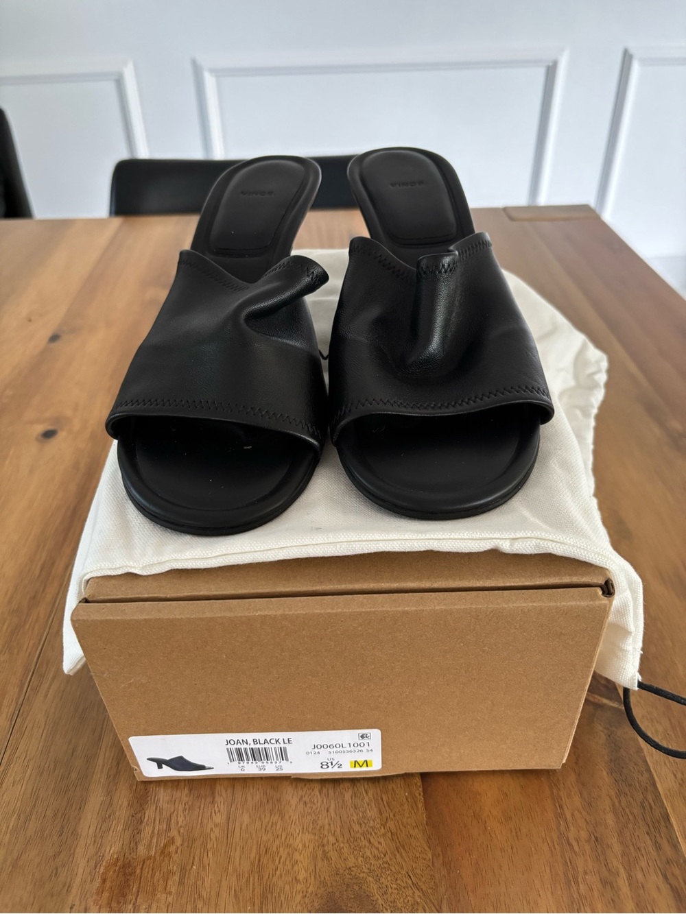 Vince Black Leather Slide Sandals - Women's Slip-On Mules